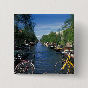 Europe, Holland, Amsterdam, yellow bicycle and Button