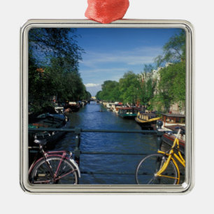 Europe, Holland, Amsterdam, yellow bicycle and Metal Ornament