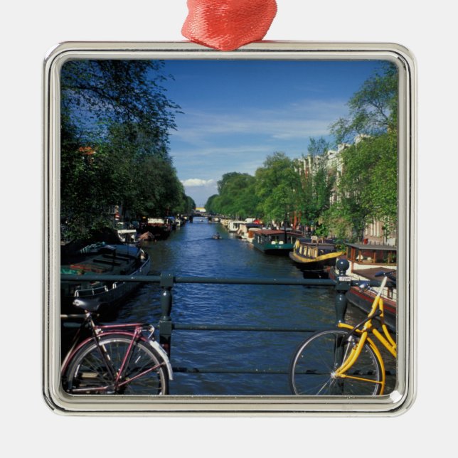 Europe, Holland, Amsterdam, yellow bicycle and Metal Ornament (Front)