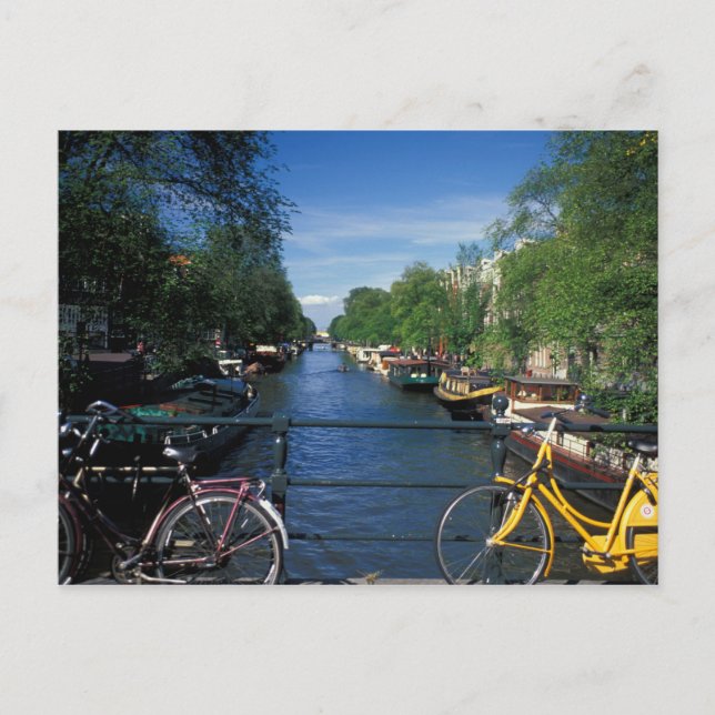 Europe, Holland, Amsterdam, yellow bicycle and Postcard (Front)
