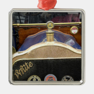 Europe, Ireland, Dublin. Vintage auto, White 2 Metal Ornament