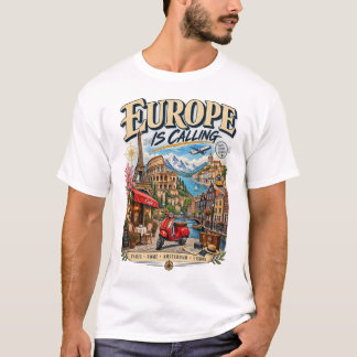 Europe Is Calling T-Shirt | Vintage European Trave