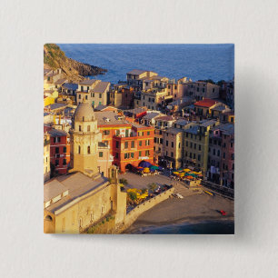 Europe, Italy, Cinque Terre. Village of Vernazza Pinback Button