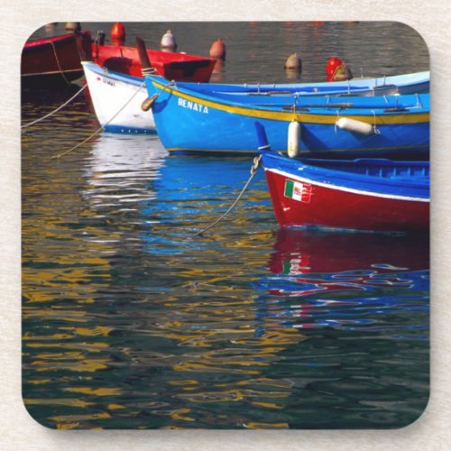 Europe Italy Cinque Terry boats in Vernazza Coaster