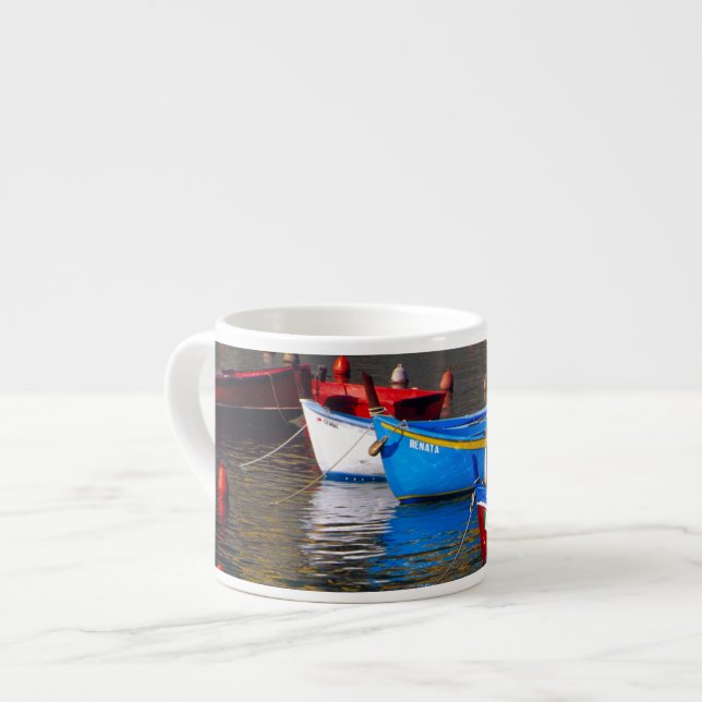 Europe, Italy, Cinque Terry, boats in Vernazza Espresso Cup (Front Left)