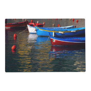 Europe, Italy, Cinque Terry, boats in Vernazza Placemat