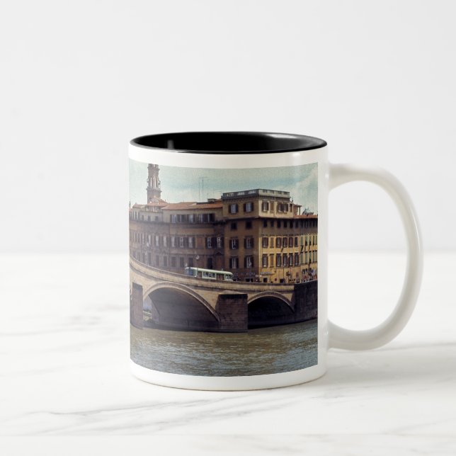Europe, Italy, Florence. The Arno River flows Two-Tone Coffee Mug (Right)