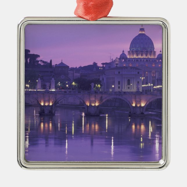 Europe, Italy, Rome. St. Peter's and Ponte Sant Metal Ornament (Front)