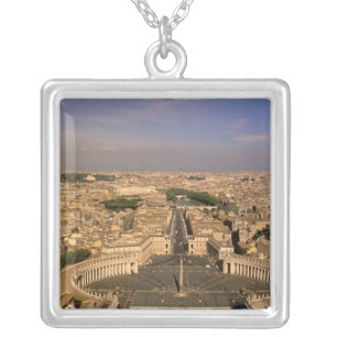 Europe, Italy, Rome, The Vatican. View from St. Silver Plated Necklace