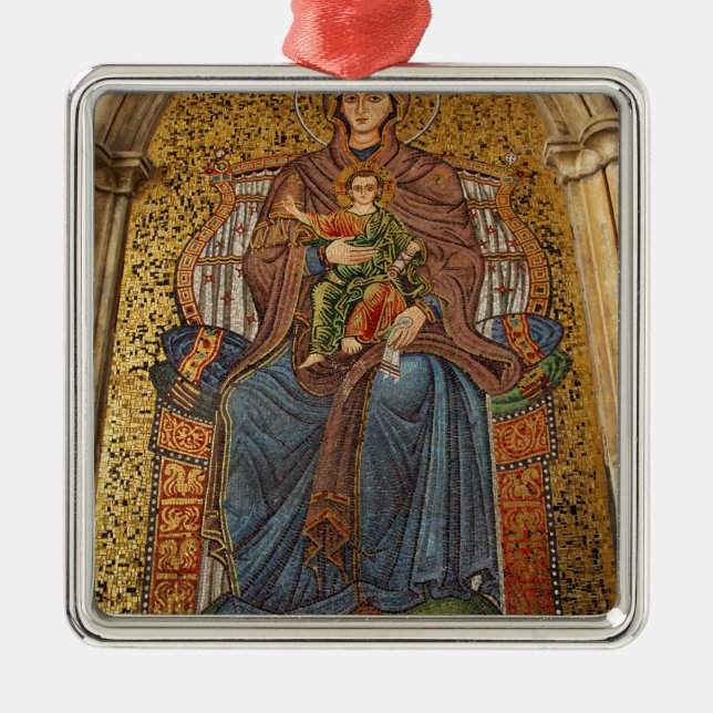 Europe, Italy, Sicily, Taormina. Madonna & child Metal Ornament (Front)