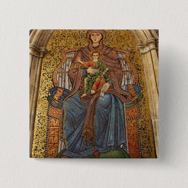Europe, Italy, Sicily, Taormina. Madonna & child Pinback Button (Front)