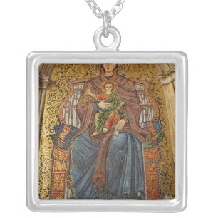 Europe, Italy, Sicily, Taormina. Madonna & child Silver Plated Necklace