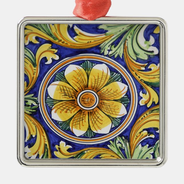 Europe, Italy, Sicily, Taormina. Traditional 4 Metal Ornament (Front)