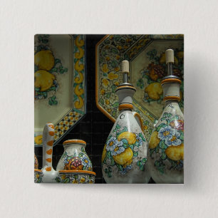Europe, Italy, Sicily, Taormina. Traditional 7 Pinback Button