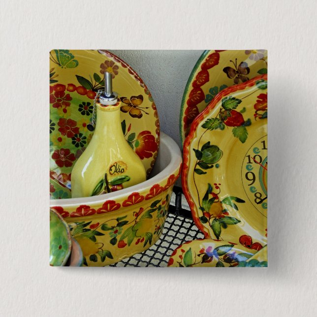 Europe, Italy, Sicily, Taormina. Traditional 8 Pinback Button (Front)