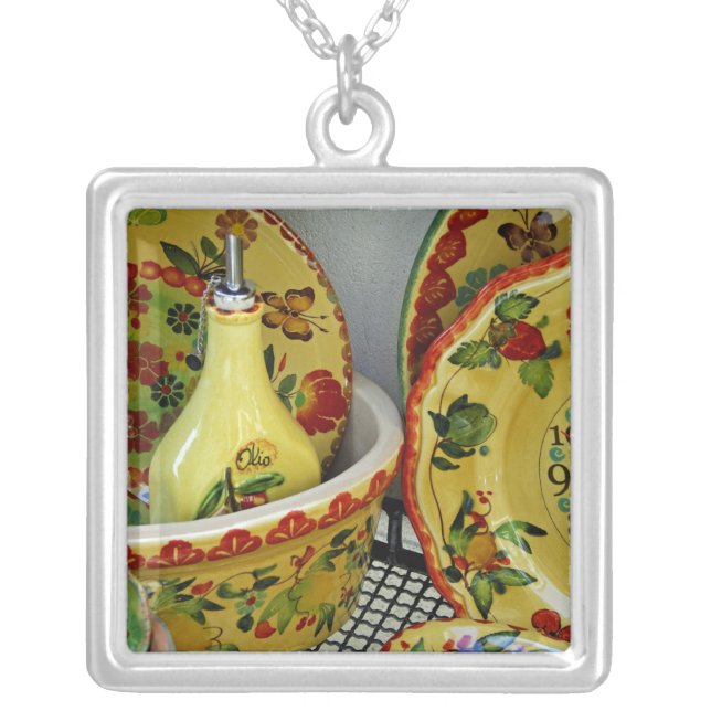 Europe, Italy, Sicily, Taormina. Traditional 8 Silver Plated Necklace (Front)