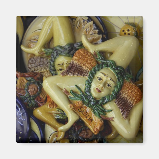Europe, Italy, Sicily, Taormina. Traditional 9 Magnet (Front)