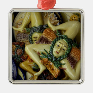Europe, Italy, Sicily, Taormina. Traditional 9 Metal Ornament