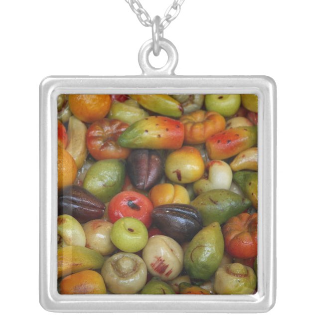 Europe, Italy, Sicily, Taormina. Traditional Silver Plated Necklace (Front)