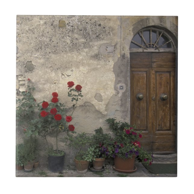 Europe, Italy, Tuscany, Chianti, Tuscan doorway Ceramic Tile (Front)