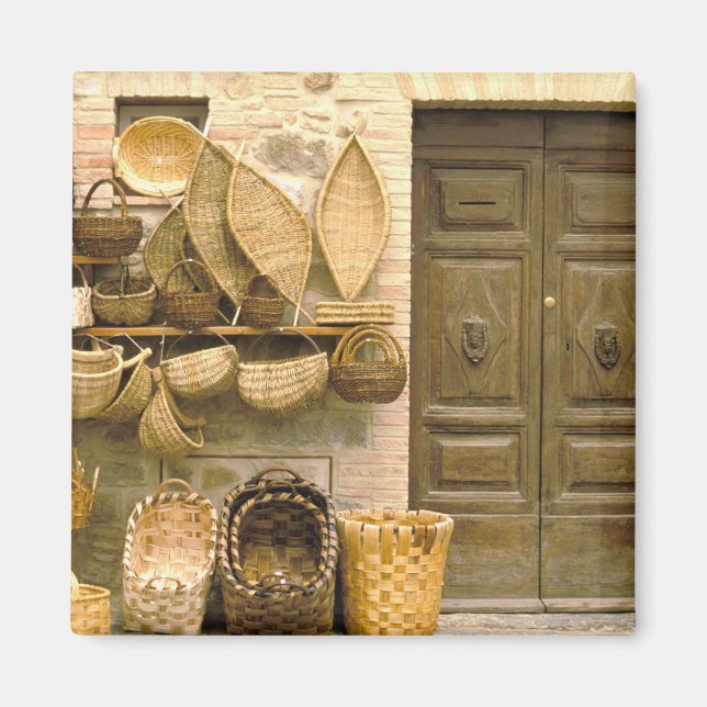 Europe, Italy, Tuscany, Montalcino. Basket Magnet (Front)