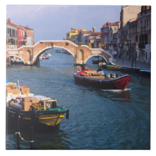 Europe, Italy, Venice. Boats bringing in Ceramic Tile