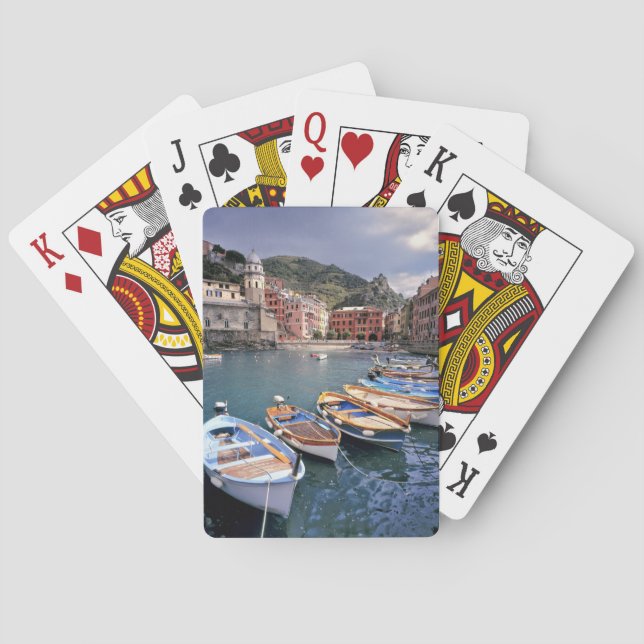 Europe, Italy, Vernazza. Brightly painted boats Poker Cards (Back)