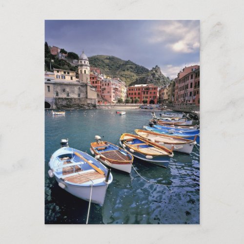 Europe Italy Vernazza Brightly painted boats Postcard