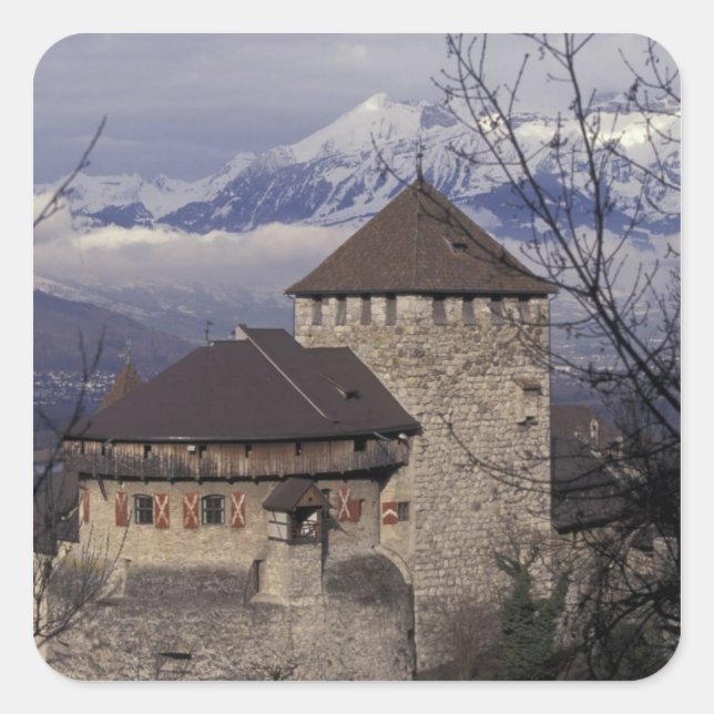 Europe, Liechtenstein, Vaduz. Vaduz castle, Square Sticker (Front)