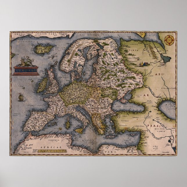 Europe Map 1572 Poster (Front)