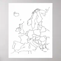 black and white europe map blanck