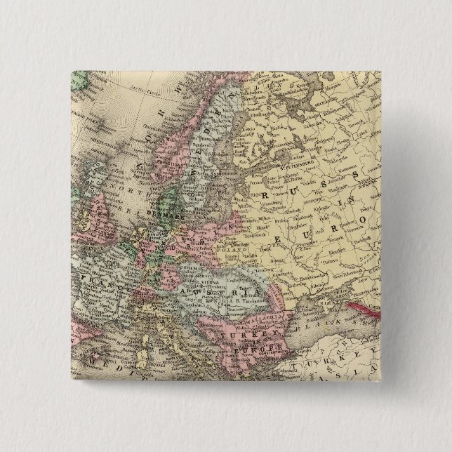 Europe Map by Mitchell Pinback Button (Front)