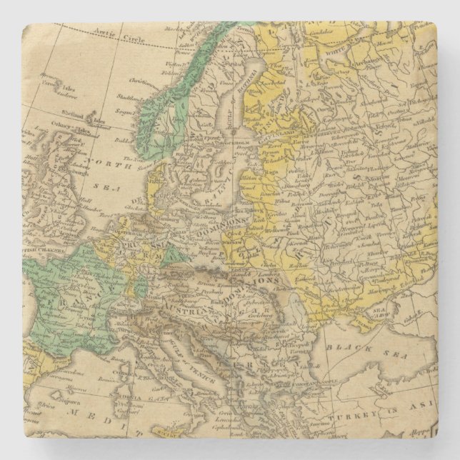 Europe  Map by Worcester Stone Coaster (Front)