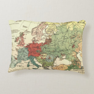 Europe Map Countries World Antique Accent Pillow