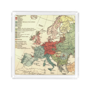 Europe Map Countries World Antique Acrylic Tray