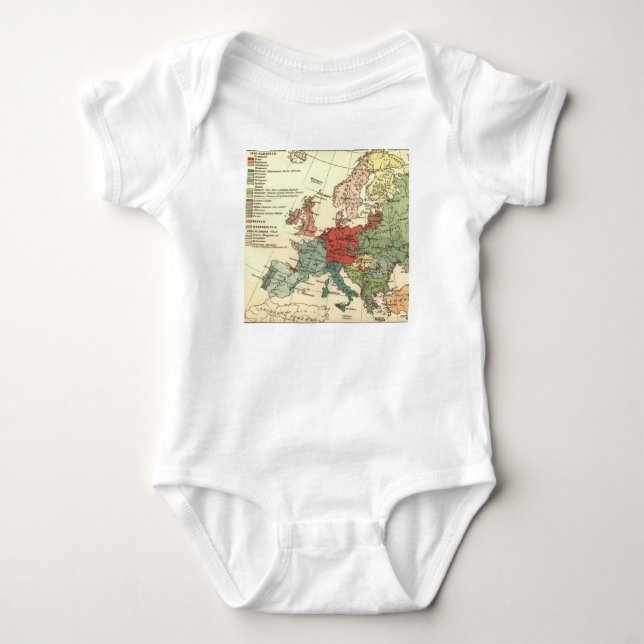 Europe Map Countries World Antique Baby Bodysuit (Front)