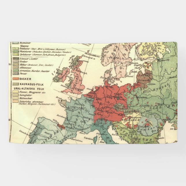 Europe Map Countries World Antique Banner (Horizontal)