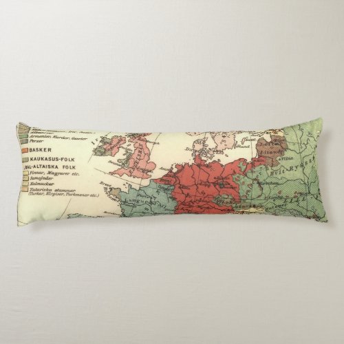 Europe Map Countries World Antique Body Pillow