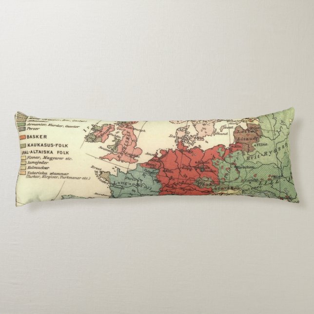 Europe Map Countries World Antique Body Pillow (Back)