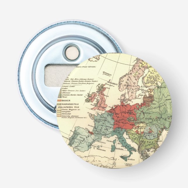 Europe Map Countries World Antique Bottle Opener (Front)