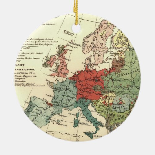 Europe Map Countries World Antique Ceramic Ornament