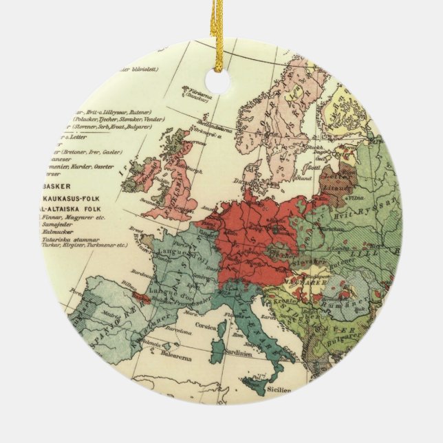Europe Map Countries World Antique Ceramic Ornament (Back)