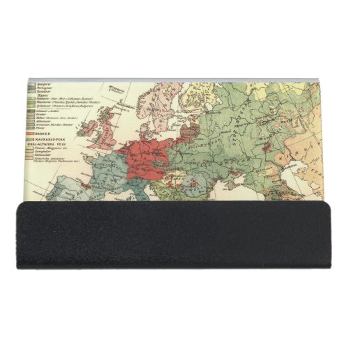 Europe Map Countries World Antique Desk Business Card Holder