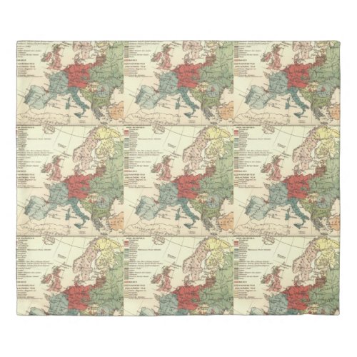 Europe Map Countries World Antique Duvet Cover