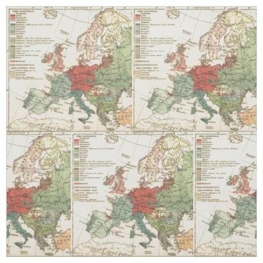 Europe Map Countries World Antique Fabric