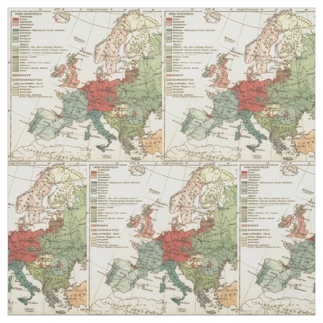 Europe Map Countries World Antique Fabric (Swatch)