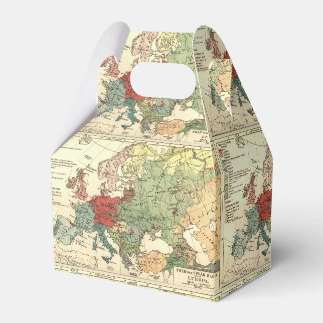 Europe Map Countries World Antique Favor Boxes (Front Side)