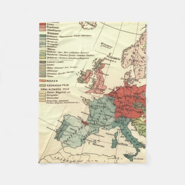 Europe Map Countries World Antique Fleece Blanket (Front)