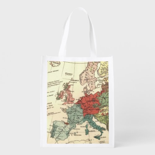 Europe Map Countries World Antique Grocery Bag