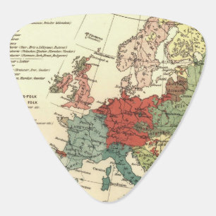 Europe Map Countries World Antique Guitar Pick